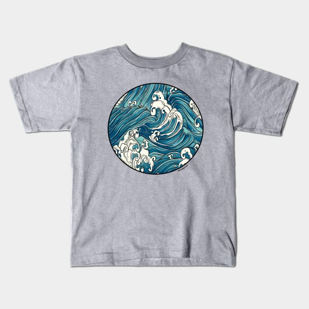 Great Waves Kids T-Shirt by Desdymona